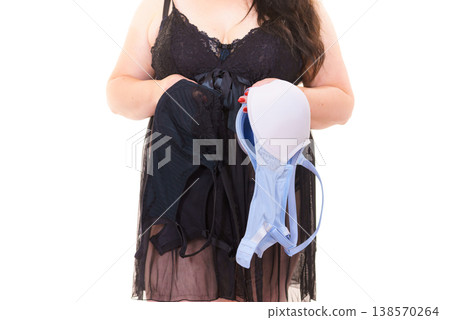 Woman plus size holding bra Woman plus size holding bra 138570264