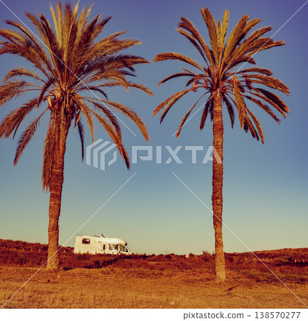 Camper on beach, camping on sea coast Camper on beach, camping on sea coast 138570277