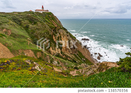 Cabo da Roca cliff over Atlantic ocean Portugal Cabo da Roca cliff over Atlantic ocean Portugal 138570356