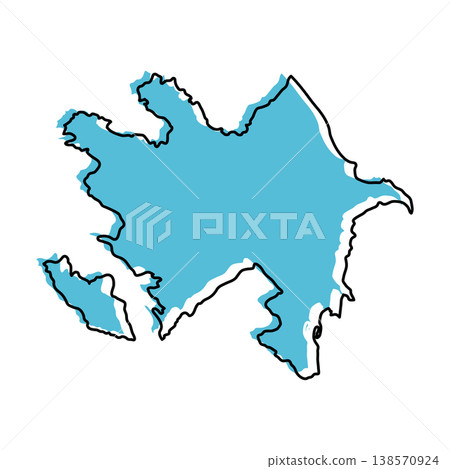 Azerbaijan map from black contour curves lines with a blue shifted silhouette on white background Azerbaijan map from black contour curves lines with a blue shifted silhouette on white background 138570924