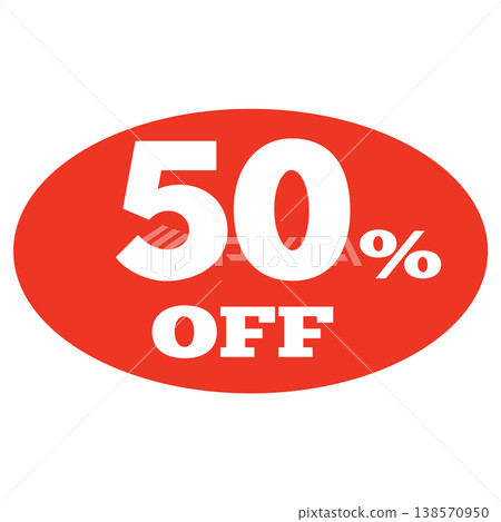 50 percent off oval label 138570950
