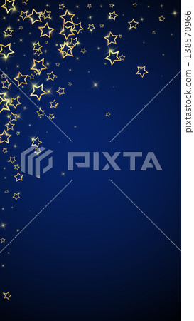 Christmas spirit. Scattered falling stars. Festive christmas confetty overlay template. Festive stars vector illustration on dark blue background. Christmas spirit. Scattered falling stars. Festive christmas confetty overlay template. Festive stars vector illustration on dark blue background. 138570966