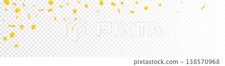 Swiss franc coins falling. Gold scattered CHF coins. Switzerland money. Jackpot wealth or success concept. Panoramic vector illustration. Swiss franc coins falling. Gold scattered CHF coins. Switzerland money. Jackpot wealth or success concept. Panoramic vector illustration. 138570968