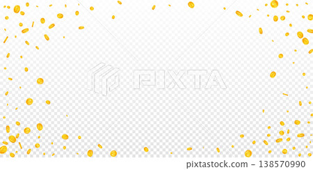 American dollar coins falling. Scattered gold USD coins. USA money. Jackpot wealth or success concept. Wide vector illustration. American dollar coins falling. Scattered gold USD coins. USA money. Jackpot wealth or success concept. Wide vector illustration. 138570990