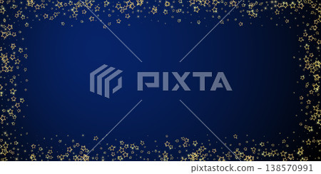 Christmas spirit. Scattered falling stars. Festive christmas confetty overlay template. Festive stars vector illustration on dark blue background. 138570991
