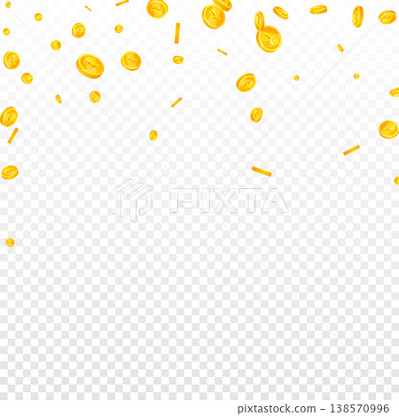 Indian rupee coins falling. Scattered gold INR coins. India money. Jackpot wealth or success concept. Square vector illustration. Indian rupee coins falling. Scattered gold INR coins. India money. Jackpot wealth or success concept. Square vector illustration. 138570996