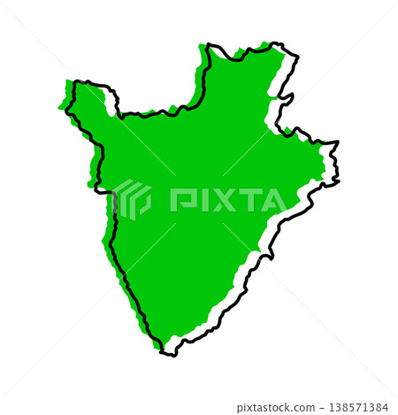 Burundi map from black contour curves lines with a green shifted silhouette on white background Burundi map from black contour curves lines with a green shifted silhouette on white background 138571384