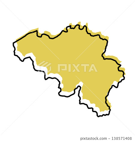 Belgium map from black contour curves lines with a yellow shifted silhouette on white background Belgium map from black contour curves lines with a yellow shifted silhouette on white background 138571408