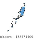 Palau map from black contour curves lines with a blue shifted silhouette on white background 138571409