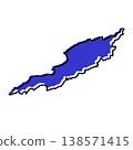 Anguilla map from black contour curves lines with a blue shifted silhouette on white background 138571415