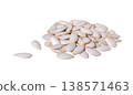 Pumpkin Seeds isolated.  Pile of Unpeeled pumpkin seeds. 138571463
