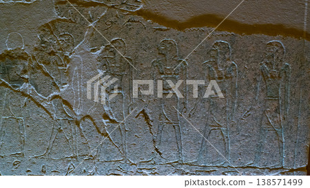 Hieroglyphs, drawings in the tomb of Merenptah KV8 in the Valley of the Kings. Luxor. Egypt. 138571499