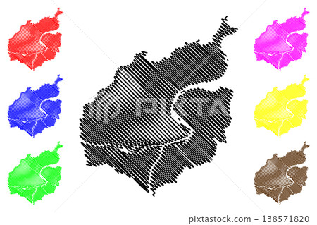 Steyr city and district (Republic of Austria or Osterreich, Upper Austria or Oberosterreich state) map vector illustration, scribble sketch Bezirk Steia map Steyr city and district (Republic of Austria or Osterreich, Upper Austria or Oberosterreich state) map vector illustration, scribble sketch Bezirk Steia map 138571820
