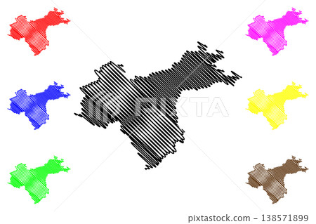 Waidhofen an der Ybbs city and district (Republic of Austria or Osterreich, Lower Austria or Niederosterreich state) map vector illustration, scribble sketch Waidhofn aun da Ybbs map 138571899