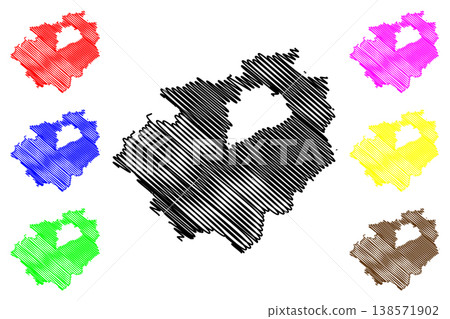 Wels-Land district (Republic of Austria or Osterreich, Upper Austria or Oberosterreich state) map vector illustration, scribble sketch Bezirk Wels Land map 138571902