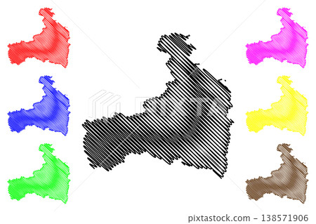 Zell am See district (Republic of Austria or Osterreich, Salzburg state) map vector illustration, scribble sketch Bezirk Zell am See or Pinzgau map 138571906