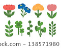 花朵和葉子的幾何插圖向量圖 138571980