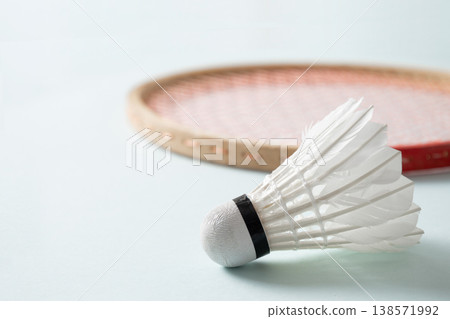 White badminton shuttlecock close up minimal sport concept White badminton shuttlecock close up minimal sport concept 138571992
