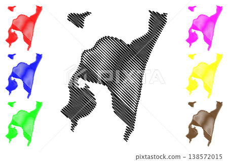 Inhaca island (Republic of Mozambique, Indian Ocean) map vector illustration, scribble sketch Ilha da Inhaca map Inhaca island (Republic of Mozambique, Indian Ocean) map vector illustration, scribble sketch Ilha da Inhaca map 138572015