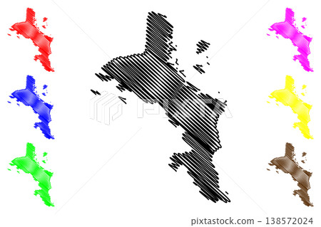 Mahe island (Republic of Seychelles, Indian Ocean, Inner Islands) map vector illustration, scribble sketch Ile Mahe, Les Mamelles map Mahe island (Republic of Seychelles, Indian Ocean, Inner Islands) map vector illustration, scribble sketch Ile Mahe, Les Mamelles map 138572024