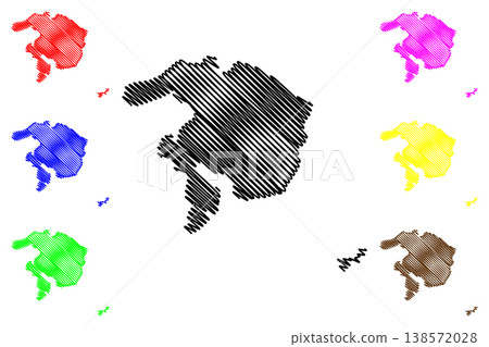 Madeleine island (Republic of Senegal) map vector illustration, scribble sketch Iles de la Madeleine map 138572028