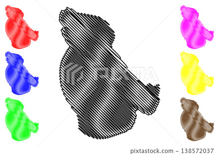 North island (Republic of Seychelles, Indian Ocean, Inner Islands) map vector illustration, scribble sketch Ile du Nord map 138572037