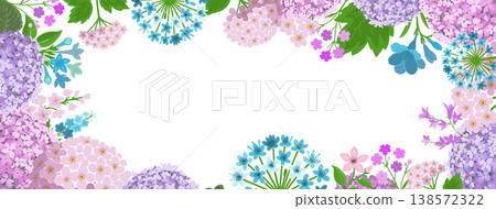 Hydrangea flower frame. Hand drawn. Not AI, vector illustration. Hydrangea flower frame. Hand drawn. Not AI, vector illustration. 138572322
