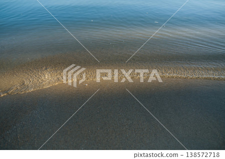 Gentle sea wave on sandy beach, calm tropical atmosphere. Gentle sea wave on sandy beach, calm tropical atmosphere. 138572718
