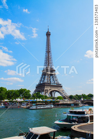 eiffel tour over Seine river eiffel tour over Seine river 138573403