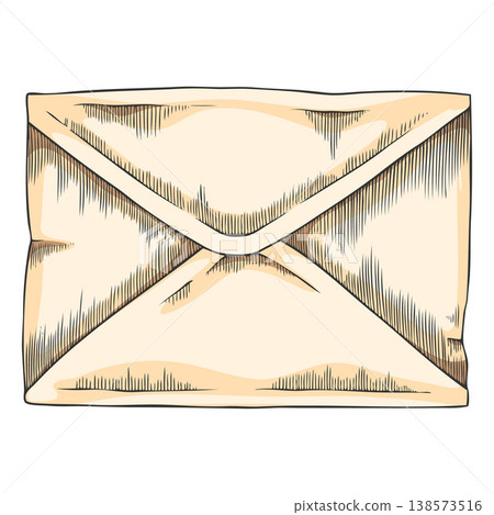 Close envelope sketch vector icon, color hand drawn paper letter envelope, postal mail message vintage symbol Close envelope sketch vector icon, color hand drawn paper letter envelope, postal mail message vintage symbol 138573516