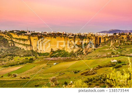 Ronda town and valley, Andalusia, Spain. Ronda town and valley, Andalusia, Spain. 138573544