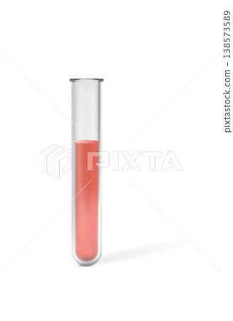 Laboratory test tube with red chemicals realistic 3D vector icon, lab scientific equipment glassware flask with liquid 138573589