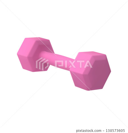 Pink dumbbell realistic 3D vector icon, sport equipment for exercise with weights, workout, fitness strength training Pink dumbbell realistic 3D vector icon, sport equipment for exercise with weights, workout, fitness strength training 138573605