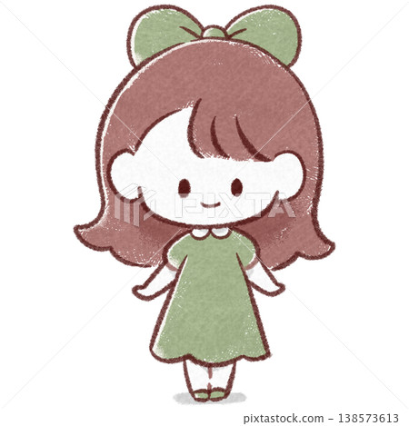 手繪女孩站立姿勢 手繪女孩站立姿勢 138573613