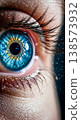 Blue eye macro closeup for vision ophthalmology medical iris detail and eye care concept 138573932
