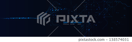 Futuristic technology background, glowing blue data network. Digital circuit banner for AI, cyber security, fintech, website header, presentation. Technology backgrounds. Vector illustration. Futuristic technology background, glowing blue data network. Digital circuit banner for AI, cyber security, fintech, website header, presentation. Technology backgrounds. Vector illustration. 138574031