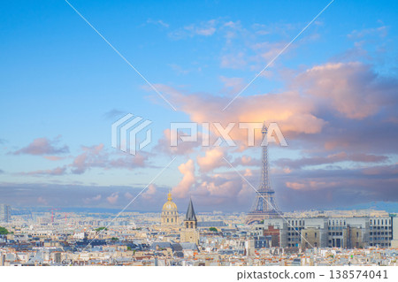 skyline of Paris with eiffel tower skyline of Paris with eiffel tower 138574041