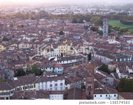 Aerial view of the main square, Piazza dell'Anfiteatro, in Lucca, night evening, Tuscany, Italy Aerial view of the main square, Piazza dell'Anfiteatro, in Lucca, night evening, Tuscany, Italy 138574583