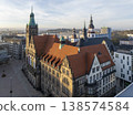 Chemnitz. Germany. Chemnitz city view from ancient clow tower during overcast weather. 138574584