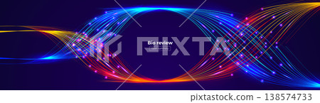Bio Genomics DNA Helix Biotech Glowing Connected Lines. Synapse Diagnostics Research Analysis and Transit, Neural Healthcare, Data Visualization. Neon Wave Abstract Background. Vector Illustration. 138574733