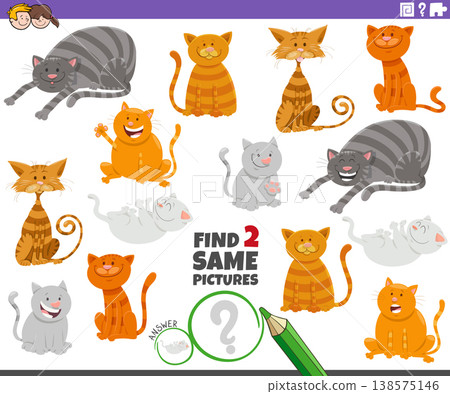 find two same cartoon cats characters activity puzzle find two same cartoon cats characters activity puzzle 138575146
