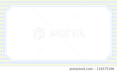 一款流行可愛的背景，帶有淺藍色和黃色邊框圖案以及圓角框架（橫向，16:9 寬高比）。 138575396