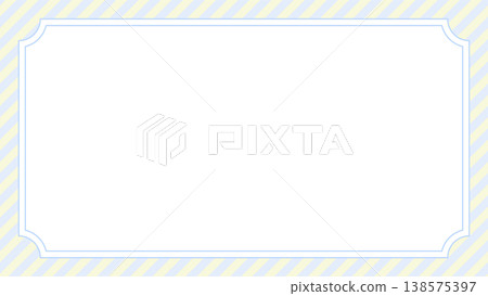 A pop and cute background with a light blue and yellow diagonal stripe pattern and a rounded corner frame (landscape orientation, 16:9 aspect ratio). 138575397