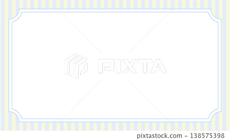 一款流行可愛的淺藍色和黃色條紋圖案背景，帶有圓角邊框（橫向，16:9 寬高比）。 138575398