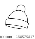 Simple and easy-to-use line art icon of a winter knit hat 138575817