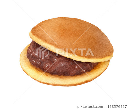 銅鑼燒水彩插圖，日式點心材料 138576537