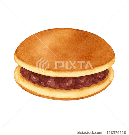 銅鑼燒水彩插圖，日式點心材料 138576538