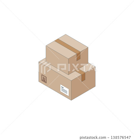 紙箱的等距插圖（用於運輸、搬家和行李） 138576547