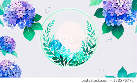 繡球花裝飾邊框，留有文字空間－六月節日賀卡素材 138576773