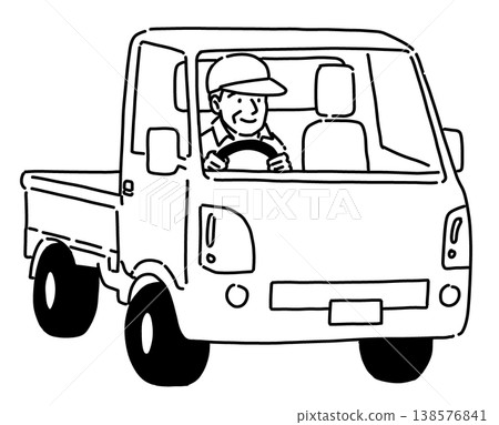 An illustration of an elderly man driving a light truck. An illustration of an elderly man driving a light truck. 138576841